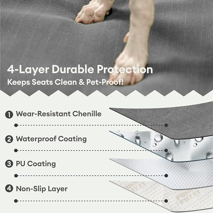 FUNNY FUZZY Dog Car Seat Cover for Front Seat, Dog Seat Cove Waterproof, Scratchproof Non-Slip Car Seat Protector, Universal Fit Most Cars, SUVs, Trucks, Grey - Image 6