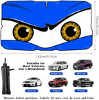 Car Windshield Sun Shade Umbrella, Universal Fit Mid-Large Sedans & SUVs | 57 x 31" Car Sun Visor, Foldable UV Heat Blocking Auto Sunshade with Rearview Mirror Cutout, Monster Blue Eyes - Image 5