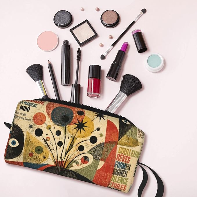 Abstract Text Collage Poster Makeup Bag for Women | Small Travel Cosmetic Pouch with Zipper, Compact Makeup Organizer Bag for Purse, Toiletries, Skincare & Daily Essentials - Image 6