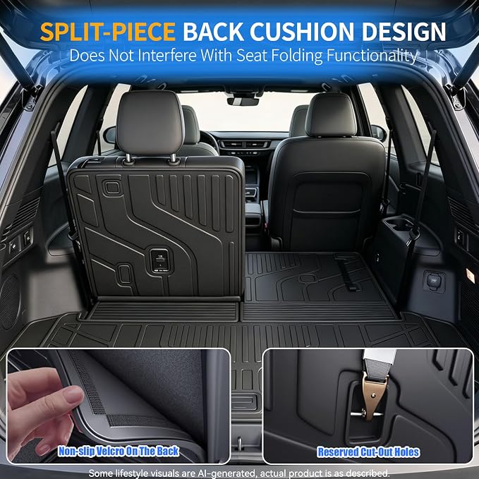 GYGY Cargo Mat Trunk Liner with Backrest Mats, Fit for 2024-2026 Lexus TX350 TX500h TX550h+ (Fits 6 & 7 Passenger Models), All Weather Waterproof TPE Rear Cargo Tray - Image 7
