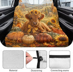 Highland Cattle Sunflower Pumpkin Print Rear Bench Towel Seat Covers, Nonslip Back Seat Cover Washable Bench Seat Covers, Wear-Resistant Car Seat Covers Protector for Dogs - Image 6