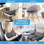 Memory Foam Seat Cushion for Office Chair, Car Seat, Gray, XXL | Office Chair Cushion for Car, Airplane - Chair Pad for Long Sitting Sciatica, Hip, Coccyx,Tailbone Pain Relief, Butt Pillow - Image 7