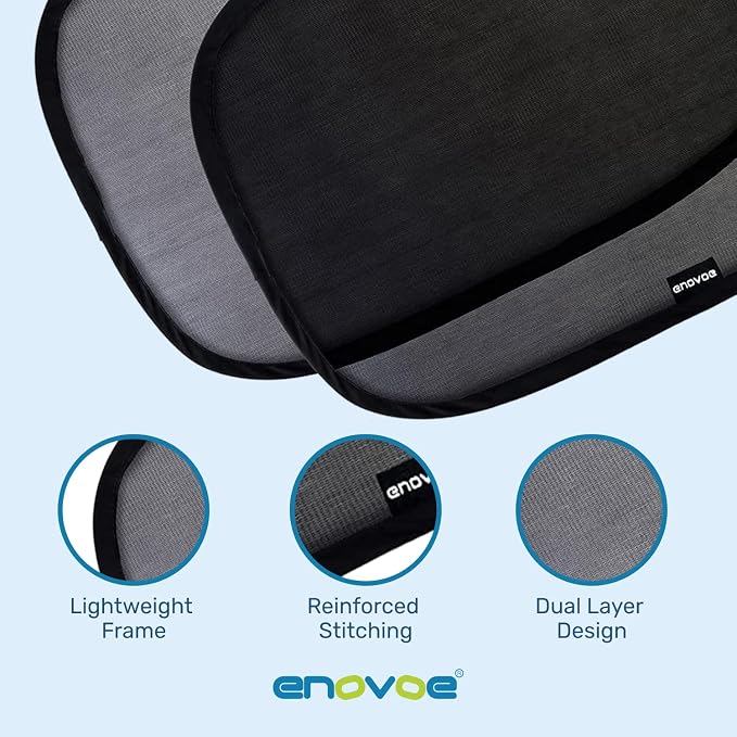 Enovoe Car Window Shade for Baby - (2 Pack) UV Protection Breathable Mesh Baby Window Covers - Sun Shade Blocker, Cling Windows Cover - Glare Shield and UV Rays Protection for Your Child - XL 25"x16" - Image 6