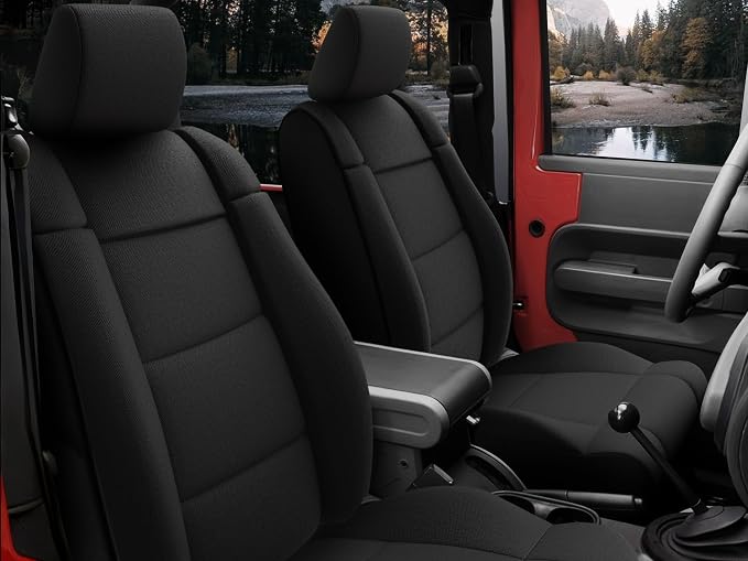 GIANT PANDA Neoprene Seat Covers for Jeep Wrangler JK 2-Door (2007-2010), Neoprene UV&Waterproof, Foam Padded Wrangler Seat Covers 2-Door Full Set(Black) - Image 7