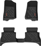 3W Floor Mats for Jeep Wrangler 4XE 2021-2026 Hybrid 4 Door (Non JL/JK) | Black All-Weather TPE Floor Liner for 1st and 2nd Row Full Set Car Mats, Red Logo by 3W