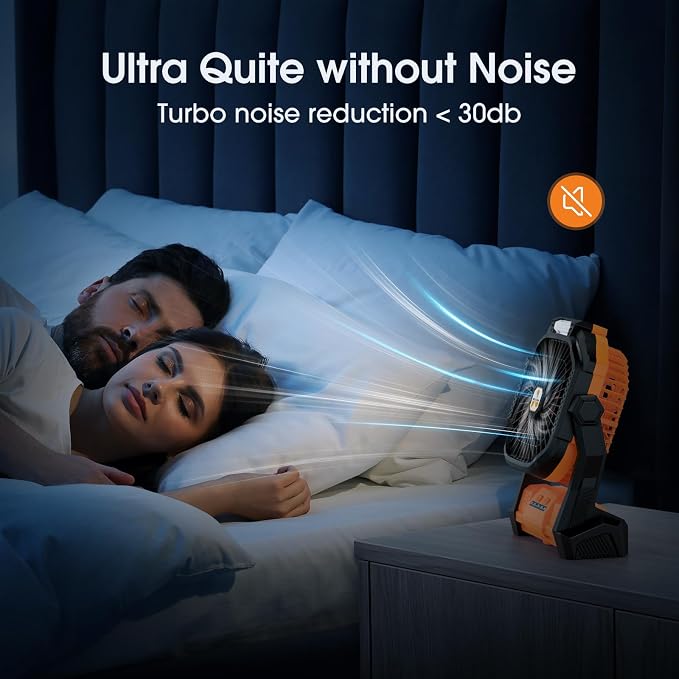 Portable Fan Rechargeable, Cordless Battery Powered Fan with LED Lantern, Small Table Fan, USB Battery Operated Fans for Travel Bedroom Home Camping Tent Office Beach Desk Picnic Barbecue Fishing | with LED Lantern, Small Table Fan, USB Battery Operate... - Image 5