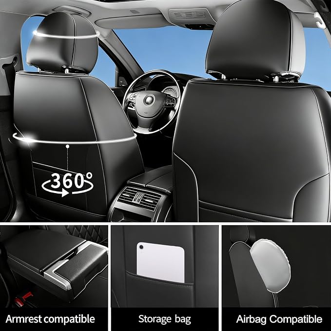 for Subaru WRX 2015-2025 2026 Car Seat Covers, Front Pair, Redline | Luxury Full Coverage Leather Seat Protectors, Waterproof Breathable, Non-Slip, Easy to Install, Airbag Compatible, All-Season - Image 5