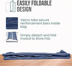 Extra Large Utility Tote Bag - Oversized Collapsible Reusable Wire Frame Rectangular Canvas Basket With Two Exterior Pockets For Beach, Pool, Laundry, Car Trunk, Storage - Navy Blue - Image 6