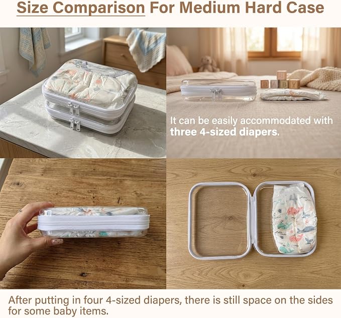 3-Pack Medium Clear Hard Shell Zipper Pouches, Clear Zipper Bags, Hard Case Pouches for Purse & Diaper Bag Organizer, and Travel Essentials (3M) - Image 2