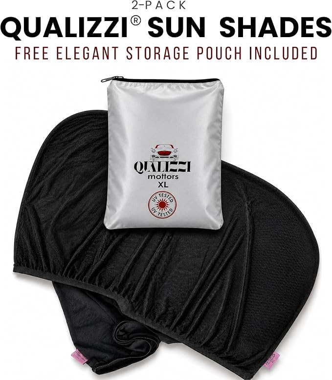 XXXL/Window Sun Shades for Trucks, 2-Pack/8 Sizes. Stretch-To-Fit H: 23"x W: 50" Rear Windows. Slip-On Breathable Mesh Socks for Side Windows, Full Coverage, Heat & Bug Protection, 2-Pack by Qualizzi - Image 7