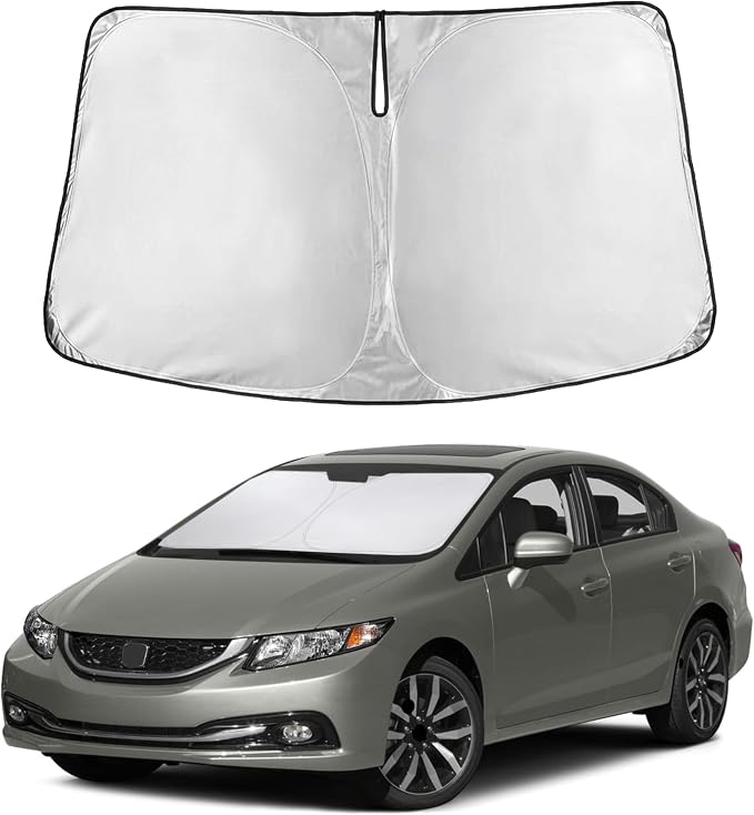 EcoNour Windshield Sunshade Compatible for Honda Civic 2012–2013 2014 2015 | Sun Visor for Front Windshield & Window Sunshade Cover, UV Heat Blocker & Protector, Car Accessories by EcoNour
