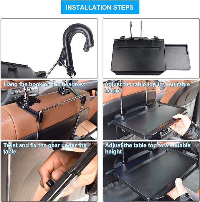 CPROSP Car Steering Wheel Seat Tray Desk Foldable Portable with Mouse Drawer for Eating Writing Working in Car, with Notebook Groove/Drink Cup Groove - Image 4