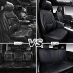 CAR PASS Luxury Nappa Leather Seat Covers Full Set, Water Resistant Faux Leather Seat Cover with Lumbar Support, Breathable Automotive Seat Covers Universal Fit for Sedan SUV Van Truck, Black Blue - Image 7