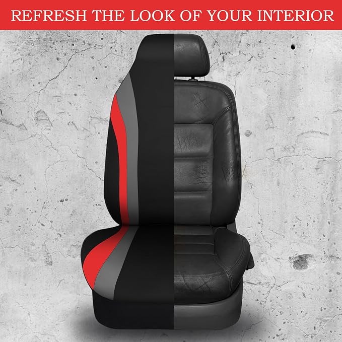 CAR PASS AquaShield Neoprene Waterproof Car Seat Covers Front Seats Only, High Back Bucket Seat Covers,Airbag Compatible,Seat Covers for Women Girl, Universal Fit for Auto Truck Van SUV (Black Red) - Image 5