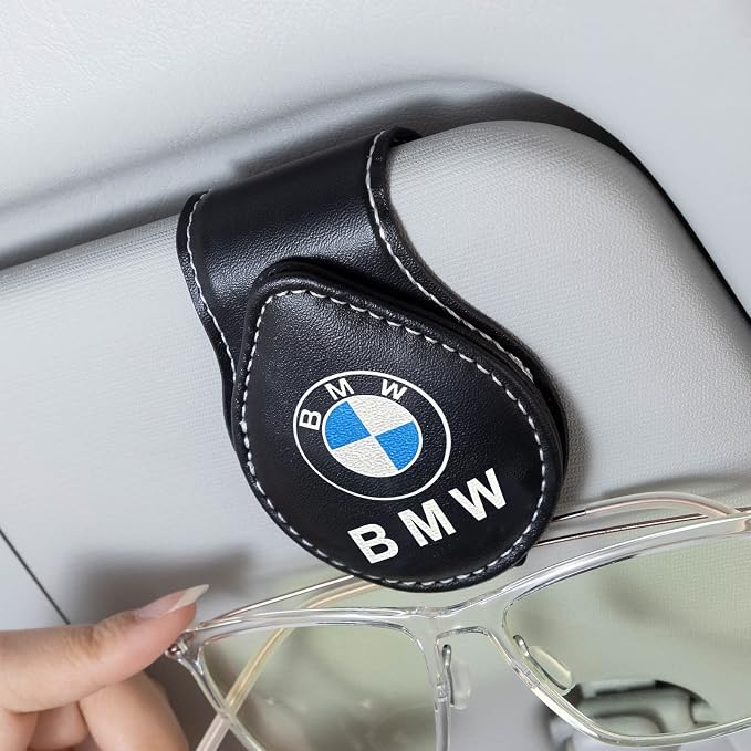 Car Sunglass Holder, Eyeglass Holder Fit BMW X1 X3 X7 X5 X6 1 3 5 6 Series Z4 7 M Series, Sunglass Hanger Mount for Car Sun Visor, Interior Accessories, Black by GshionLyfe