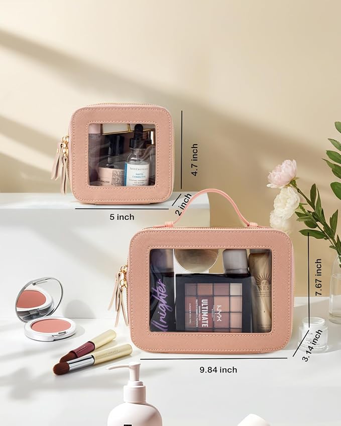 Travel Clear Makeup Bag Set, TSA Approved Cosmetic Bag Case with Zipper Portable Makeup Pouch Toiletry Bag Traveling Cosmetic Organizer Storage Bag Car Organizer Car Essentials - Image 5