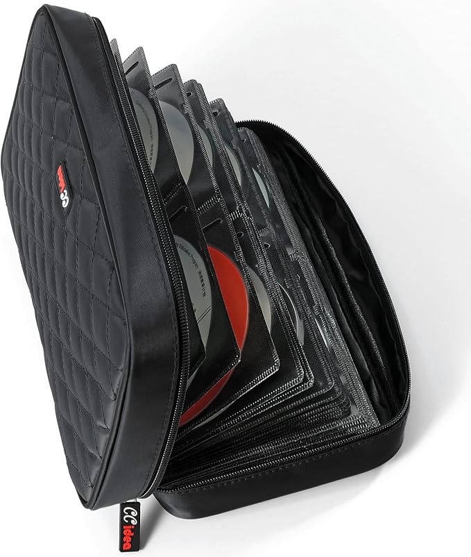 CCidea CD DVD Case Holder, Portable Disc Storage Wallet Binder, Multiple Capacity CD Organizer for Car Home Travel, Anti-Scratch Blu-Ray Game Disc Storage (96-Black) - Image 2