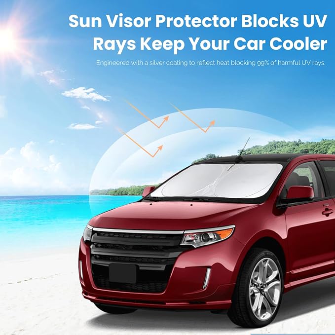 Windshield Sun Shade for Ford Edge 2007-2012 2013 2014 Sunshade Window | Sun Visor Protector Foldable Block UV Rays Accessories Windshield Cover Keep Your Car Cooler - Image 5