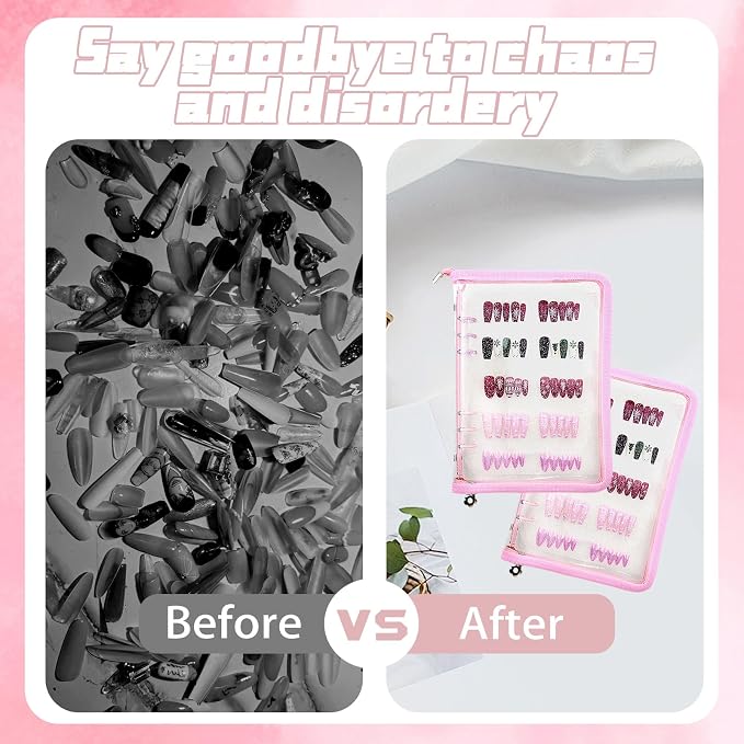 Press on nail storage Nail Storage Book - Portable Versatile Organizer for Press - On Nails, Jewelry and More with 90 Pcs Adhesive Double Sided Tape - Image 4