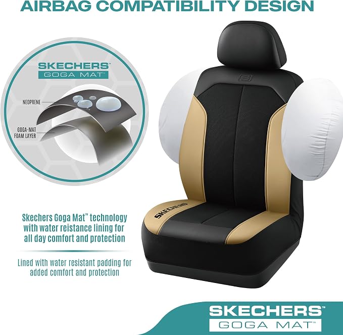 Skechers Car Seat Covers,GOGA Mat Oxford Cloth Seat Covers,Waterproof Car Seat Covers Full Sets,Automotive Universal Fit Seat Cover for Most Cars, Suvs, Trucks,Beige - Image 5