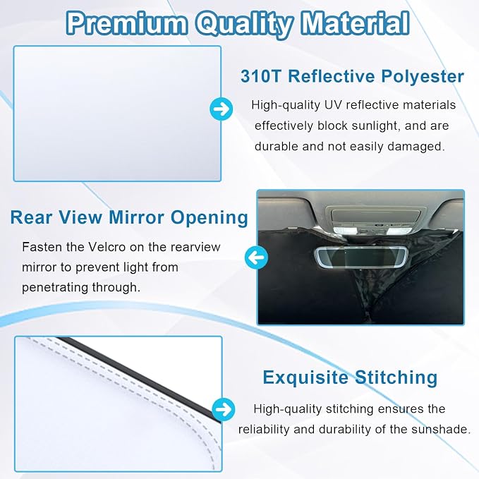Premium Car Windshield Sun Shade for 2018-2022 Honda Accord Front Window Sun Visor Reflector 310T Thickened Blocks UV Rays Foldable Sunshade Car Interior Protection Accessories - Image 6