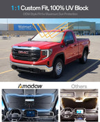Windshield Sun Shade for GMC Sierra 1500/2500/3500 2000–2026, Foldable Umbrella Sunshade with 100% UV Block, Multi-Layer Heat Insulation, Reinforced 10-Rib Frame, Keeps Car Cooler - Image 3