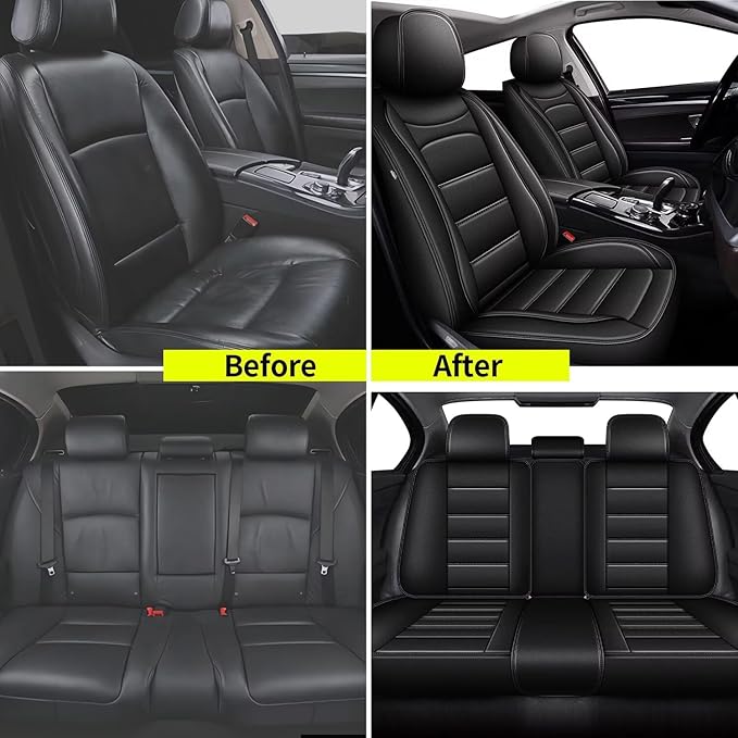 Car Seat Covers for Chevrolet/Chevy Impala 2014-2020 Full Set(5 Seats) | Luxury Fuax Leather, Waterproof, Airbag Compatible, Easy to Install, Scratch‑Resistant Seat Protection, Black - Image 5