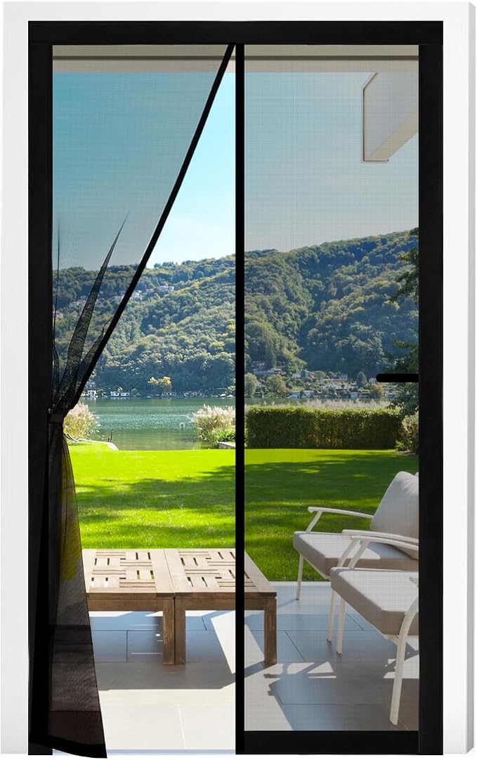 Fillis Magnetic Mosquito Net for Door, 120 x 220 cm Fiberglass Mosquito Net for Balcony Door, No Drilling Magnetic Curtain for Balcony, Living Room, Bedroom, Patio Door, Black by Fillis