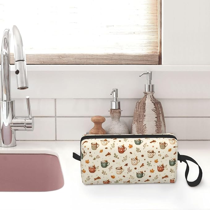 Hot Chocolate Mugs Makeup Bag for Women | Small Travel Cosmetic Pouch with Zipper, Compact Makeup Organizer Bag for Purse, Toiletries, Skincare & Daily Essentials - Image 7
