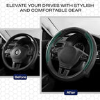 Skechers Air-Cooled Steering Wheel Cover,Leather Car Steering Wheel Cover Universal Fit 14" 1/2-15" Car Wheel Protector for Men Women Fit Suvs,Vans,Sedans,Car,Trucks,Green - Image 6