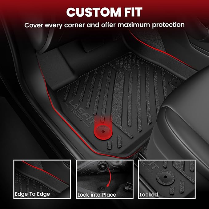 LASFIT Floor Mats for Ford Fusion 2013-2016, Not for Hybrid | with Cargo Mats, All Weather TPE 3D Custom Fit Car Mats, Full Coverage Secure-Fit Floor Liners, Easy to Wash - Image 2