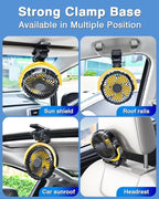 Car Clip on Fan for Sun Visor Handle, 2000Mah Rechargeable Battery Powered Usb Fans That Blow Cold Air, Portable Car Cooling Fan for Cars without Ac, for Vehicle, Van, Suv, Rv, Truck, Yellow - Image 2