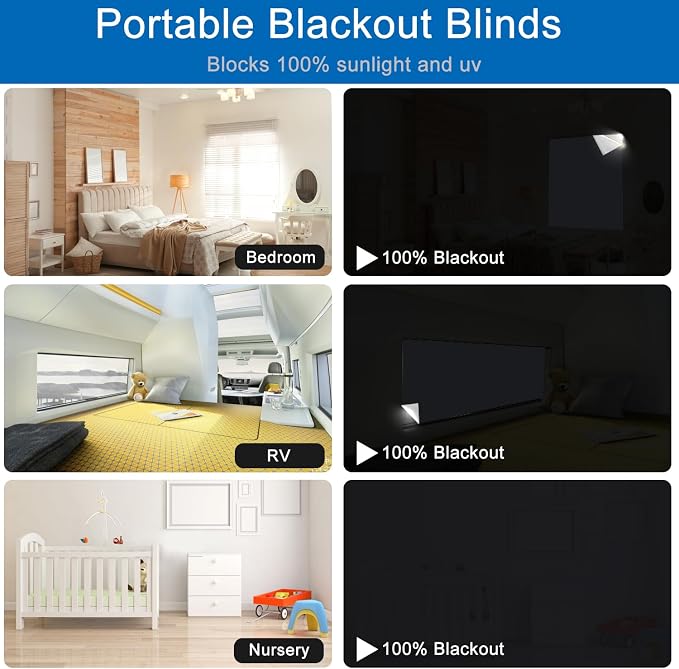 100% Blackout Window Cover Magnetic Blackout Curtains,Portable Black Out Shades No Drill Cuttable Blackout Blinds for Bedroom, RV, Nursery, Media Room,Dorm,Grey (57" W x 79" H) - Image 4