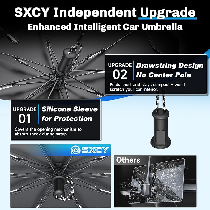 SXCY for 2025 2026 Kia K4 Windshield Umbrella Sunshade [Easier Foldable] for 2025 2026 Kia K4 Accessories 2026 K4 Sunshade Umbrella for 2026 K4 Windshield Sun Shade Umbrella - Image 3