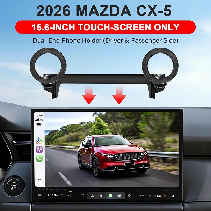 Dual-End Car Phone Holder for 2026 Mazda CX5 CX-5 Accessories 15.6 Screen | Strong Magnetic Cell Phone Mount for Magsafe iPhone, 360° Hands-Free No Air Vent Blockage Stable Stand, Only for Premium Plus - Image 3