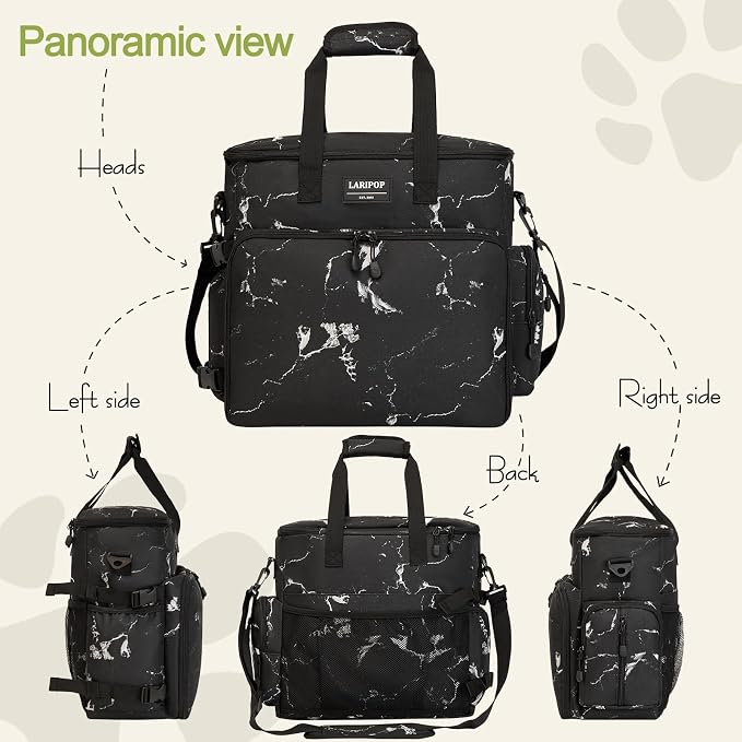 LARIPOP Dog Travel Bag Airline Friendly for Small Medium Large Dogs, Pet Travel Organizer with Collapsible Bowls Food Containers Mat, Waterproof Portable Tote for Dog Outdoor Travel - Image 3