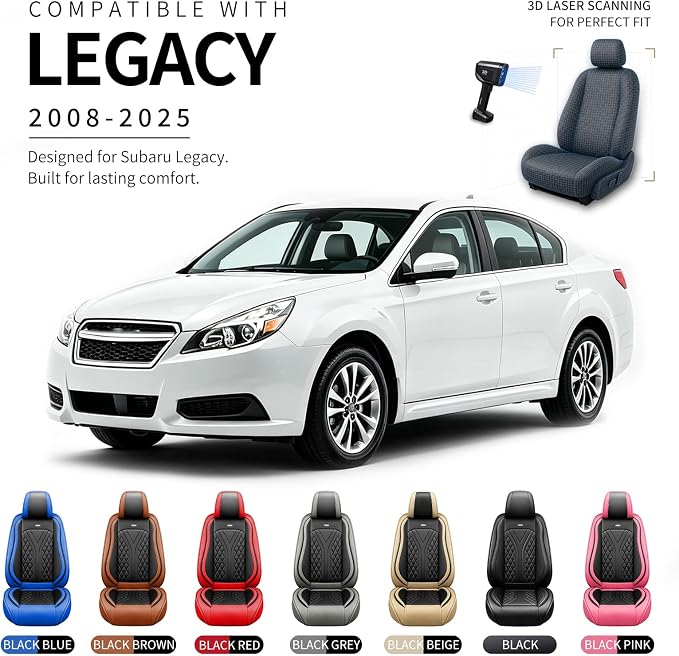 for Subaru Legacy 2008-2026 Car Seat Covers, Full Set, Beige | Luxury Full Coverage Leather Seat Protectors, Waterproof Breathable, Non-Slip, Easy to Install, Airbag Compatible, All-Season - Image 4