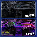 HMYC Acrylic Interior Car LED Strip Light with APP, 18-in-1 128 Colorful 6 Pieces Fiber Optic Car Decoration Atmosphere Light Kits, Dual Zone Music Sync Rhythm RGB Neon Lighting for All Cars - Image 8
