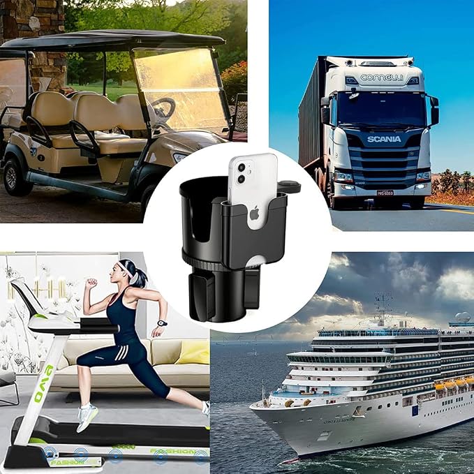 Cup Holder Expander, Adjustable Car Cup Holder for Car with Phone Holder, Automotive Cupholders for for Yeti, Hydro Flasks Bottle with Expandable Base, Cars Cupholder Insert - Image 2