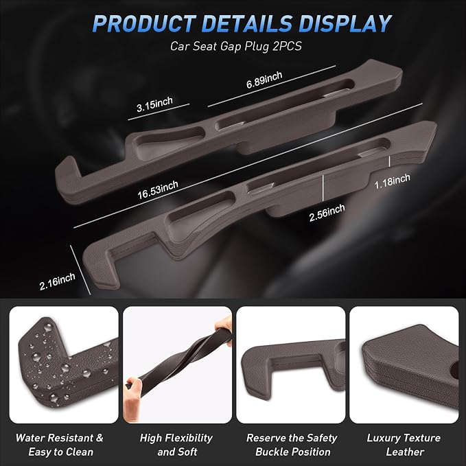 Car Seat Gap Filler 2Pack, Inserts Between Seats Console with Organizer Storage Upgraded Phone Holder Car Side Seat Gap Fillers Cars Front Seats Fill Plug Car Essentials for Vehicle SUV Truck (Brown) - Image 7