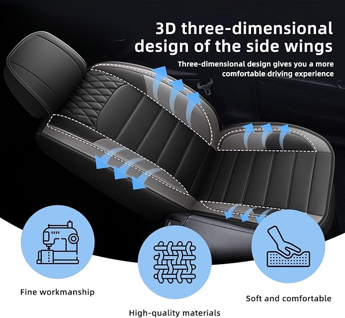 Car Seat Covers Fit for Subaru Impreza 2012-2026 Front Set | Faux Leather Waterproof Automotive Seat Protectors,Compatible with Airbags,Easy to Install,2 Seats Grey - Image 5