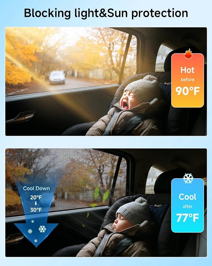 Car Window Shade for Rogue 2014-2020,2 Pack UV & Glare Protection, Breathable Privacy Screen, Insect & Bug Blocker Magnetic Mesh Side Rear Sun Shades for Baby Camping, Napping & Travel - Image 3