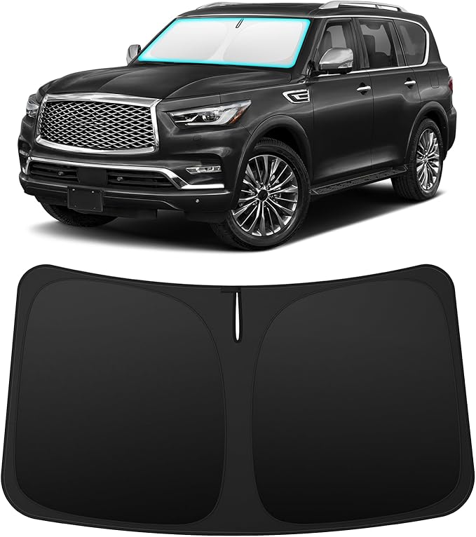INSAUTO Custom Fit Windshield Sun Shade for Infiniti QX80 2014-2024 | Foldable Front Window Sunshade Car Accessories, UV & Heat Reflector, Keeps Interior Cool, Includes Storage Bag by INSAUTO