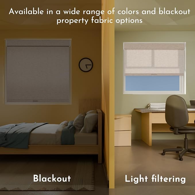 Persilux Blackout Roller Shades for Window Blinds,Cordless,Linen Fabric,Thermal Insulated Fabric UV Protection Shades for Home,Office,Bedroom,Door,Blackout-Beige,30" W X 72" H - Image 5