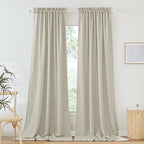 RYB HOME Linen Sheer Curtains Rich Linen Woven Soft Absorbent Drapes UV Rays Protection Light Filtering for Party Backdrop, Farmhouse, Doorway, Lobby, Hotel, W 52 x L 108 inch, 2 Pack, Angora by RYBHOME