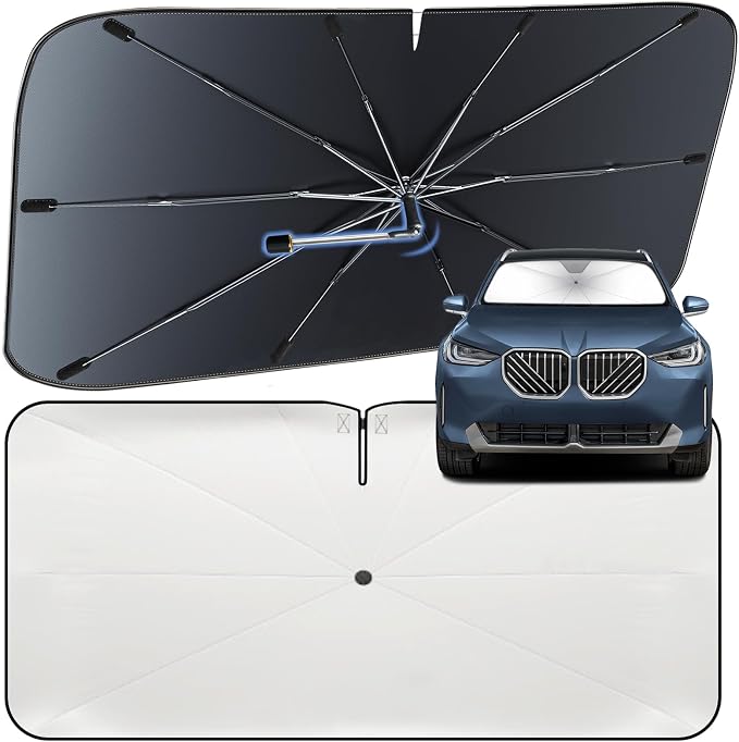 Windshield Sun Shade Umbrella for BMW X3 2018-2026 Front Window Shield | Heat-Reflective Window Shade, Umbrella Sunshade Cover Blocks Heat, Protects Interior, Vehicle-Specific Precision Fit by Fshaanys