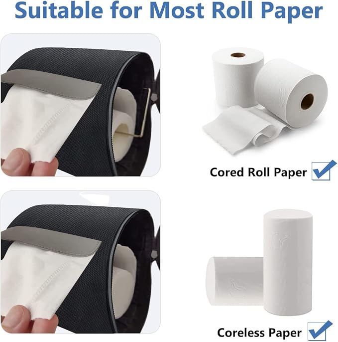 Hanging Toilet Paper Holder Waterproof Tissue Holder Cat Proof Roll Paper Case Cover Portable and Foldable Roll Storage Bag with Adjustable Strap for Wall Car Camping Tent Home Office Black | Portable roll paper case for camping, Bathroom, RV Car Trave... - Image 2