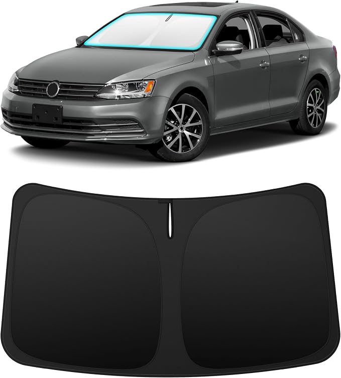 INSAUTO Custom Fit Windshield Sun Shade for Volkswagen/VW Jetta 2011-2018 | Foldable Front Window Sunshade Car Accessories, UV & Heat Reflector, Keeps Interior Cool, Includes Storage Bag by INSAUTO