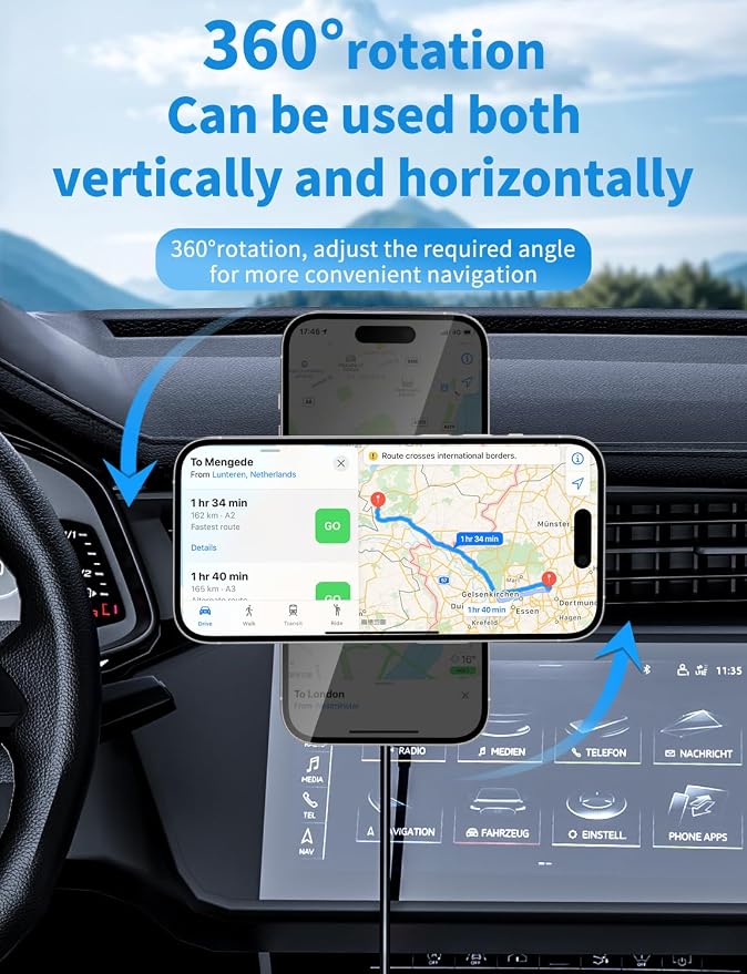 Mag Safe Car Mount Charger, 3 in 1 [LED RGB HandsFree] Wireless Car Charger | Strong Magnetic Phone Holders for Your Car- Fast Charging MagSafe Car Phone Monut Charger for iPhone 17/16/15/14/13/12 Series - Image 9