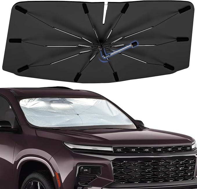Windshield Sun Shade Umbrella for Chevrolet Traverse 2018-2026 Front Window | Foldable Car Sunshade, Highly Reflective Auto Sun Shield Visor for UV Protection, Keep Car Cool Accessories by Bocvam